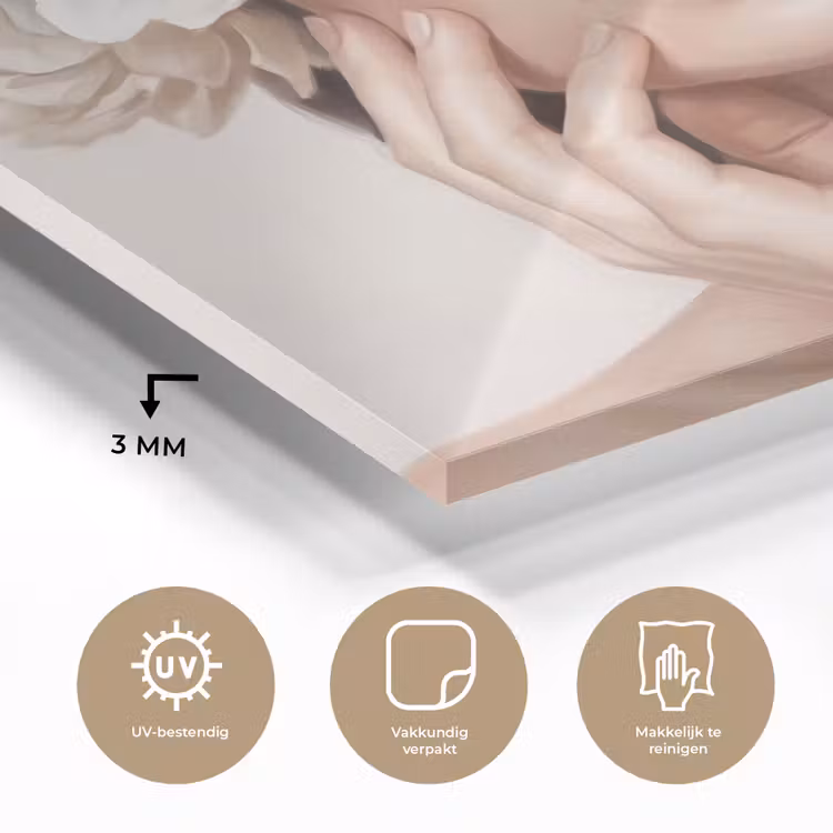 Gezicht - Pioenrozen - Crème plexiglas 5mm klein -sfeer2
