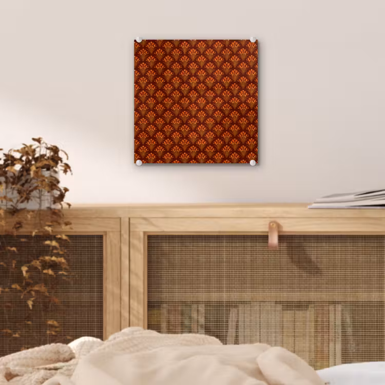 Waaiers - Art Deco - Botanisch - Roestbruin - Oranje plexiglas 5mm klein 11 -sfeer4