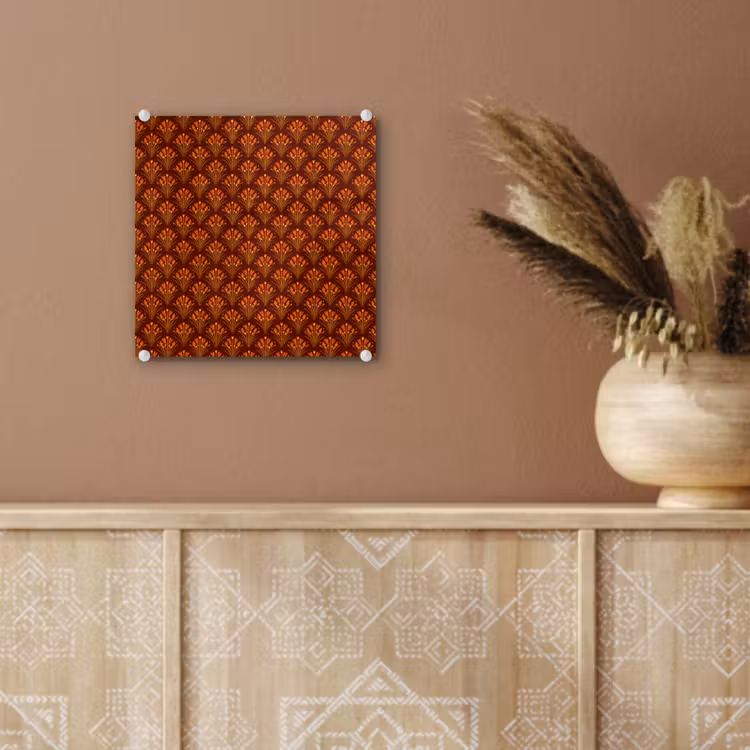 Waaiers - Art Deco - Botanisch - Roestbruin - Oranje plexiglas 5mm klein 11 -sfeer5