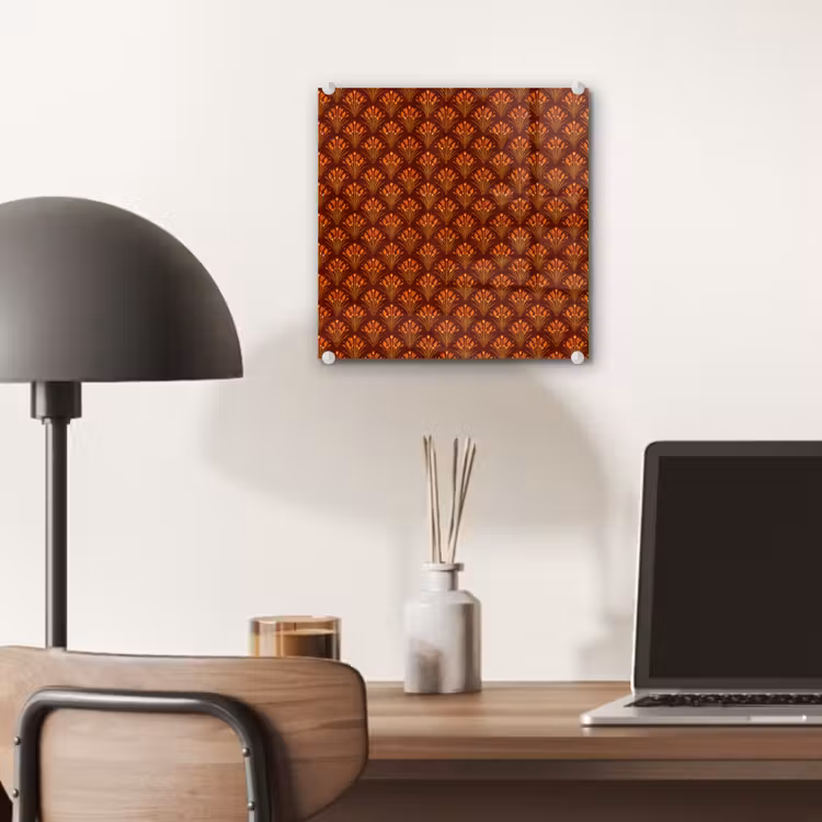 Waaiers - Art Deco - Botanisch - Roestbruin - Oranje plexiglas 5mm klein 11 -sfeer6