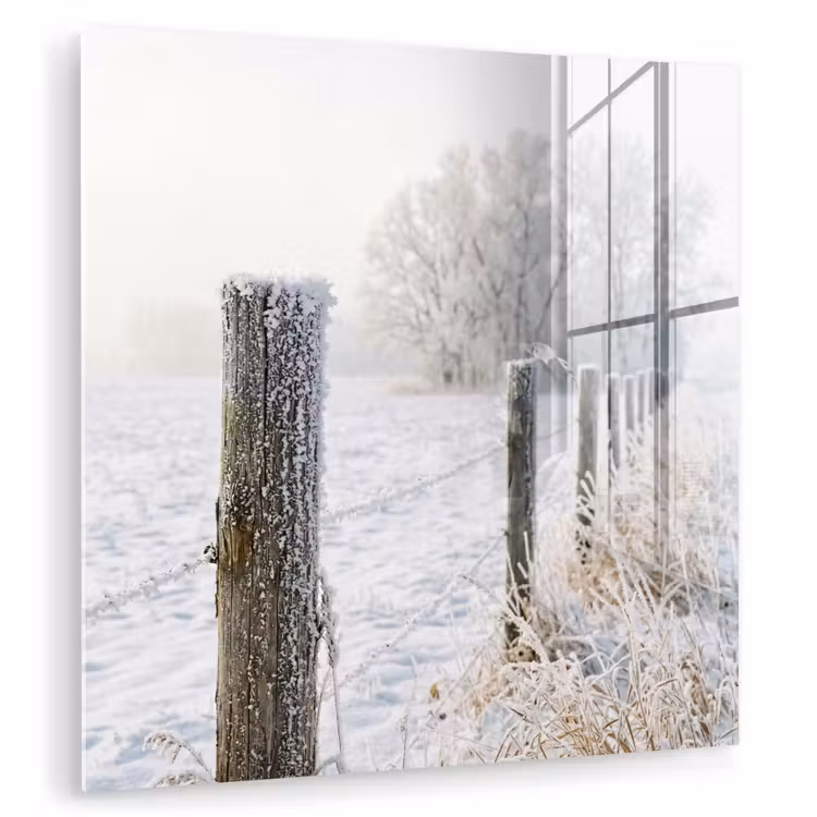Hek - Sneeuw - Mist - Platteland - Nostalgisch plexiglas 5mm klein -zzzproduct_nieuw