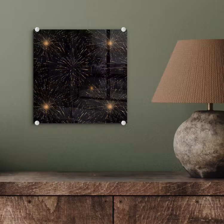 Vuurwerk - Patroon - Feestelijk - Goud - Zwart plexiglas 5mm klein 11 -sfeer3