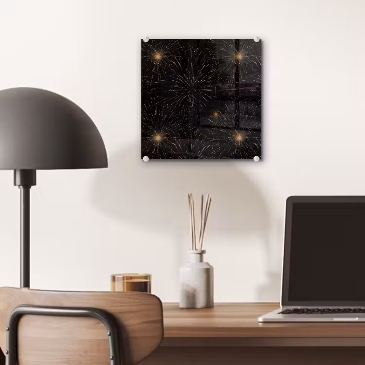 Vuurwerk - Patroon - Feestelijk - Goud - Zwart plexiglas 5mm klein 11 -sfeer6