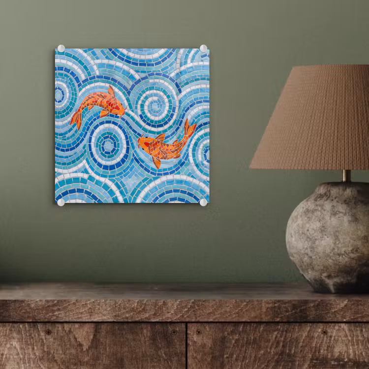 Vis - Mozaïek - Water - Decoratief - Blauw plexiglas 5mm klein -sfeer3
