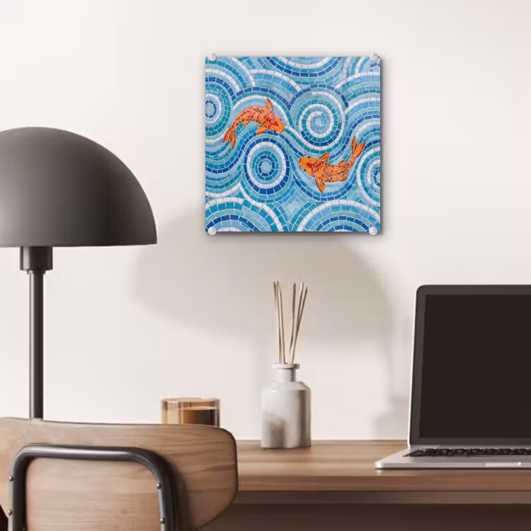 Vis - Mozaïek - Water - Decoratief - Blauw plexiglas 5mm klein -sfeer6
