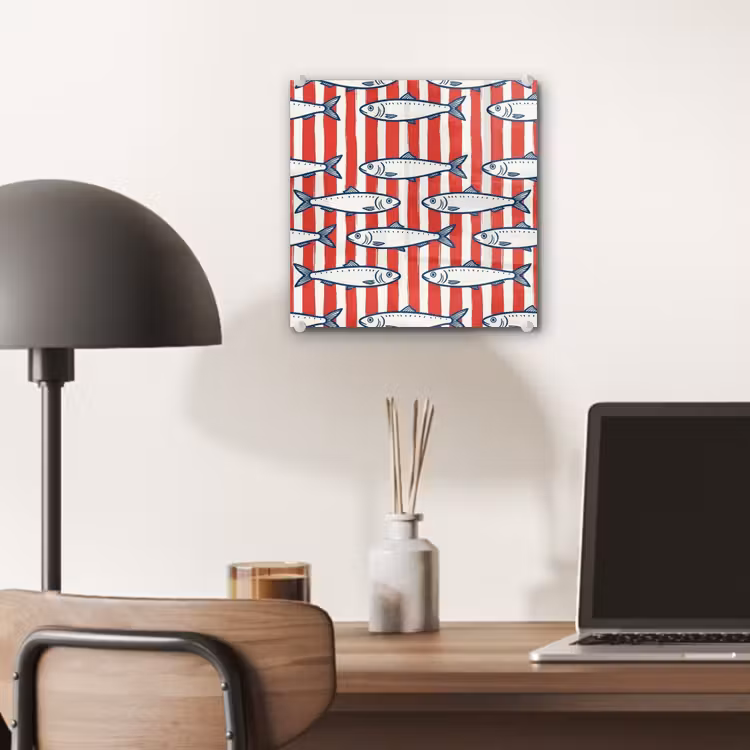 Vis - Patroon - Strepen - Illustratie - Rood plexiglas 5mm klein -sfeer6