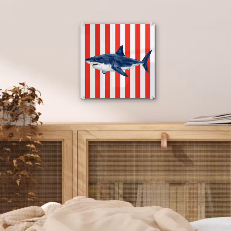 Vis - Haai - Zee - Illustratie - Blauw plexiglas 5mm klein -sfeer4