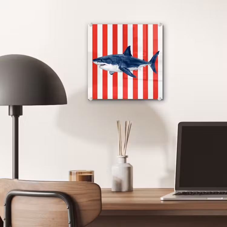 Vis - Haai - Zee - Illustratie - Blauw plexiglas 5mm klein -sfeer6