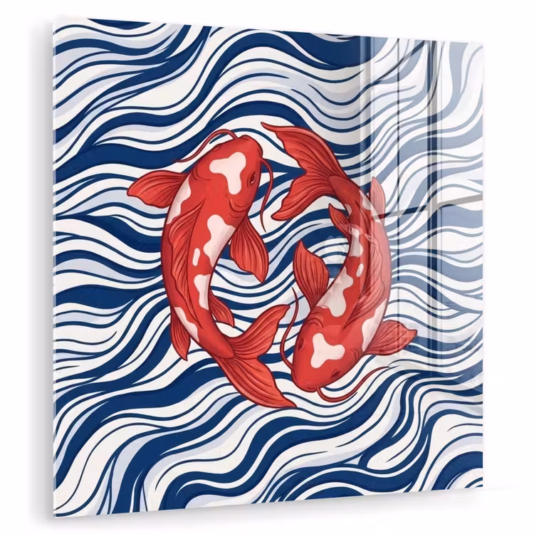 Vis - Water - Natuur - Illustratie - Rood plexiglas 5mm klein -zzzproduct_nieuw