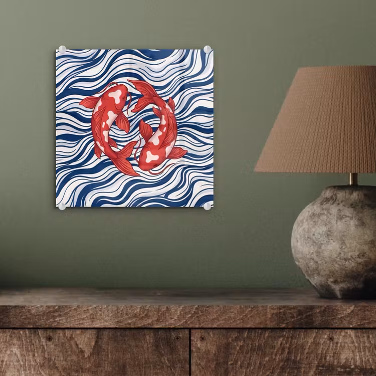 Vis - Water - Natuur - Illustratie - Rood plexiglas 5mm klein -sfeer3