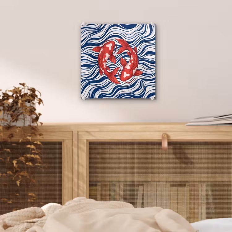 Vis - Water - Natuur - Illustratie - Rood plexiglas 5mm klein -sfeer4