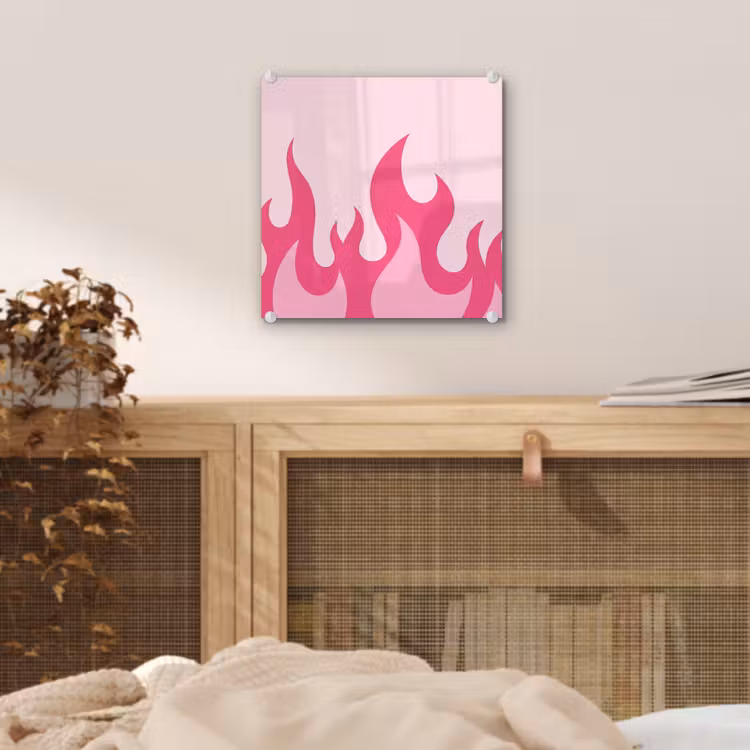 Vlammen - Patroon - Abstract - Modern - Roze plexiglas 5mm klein -sfeer4