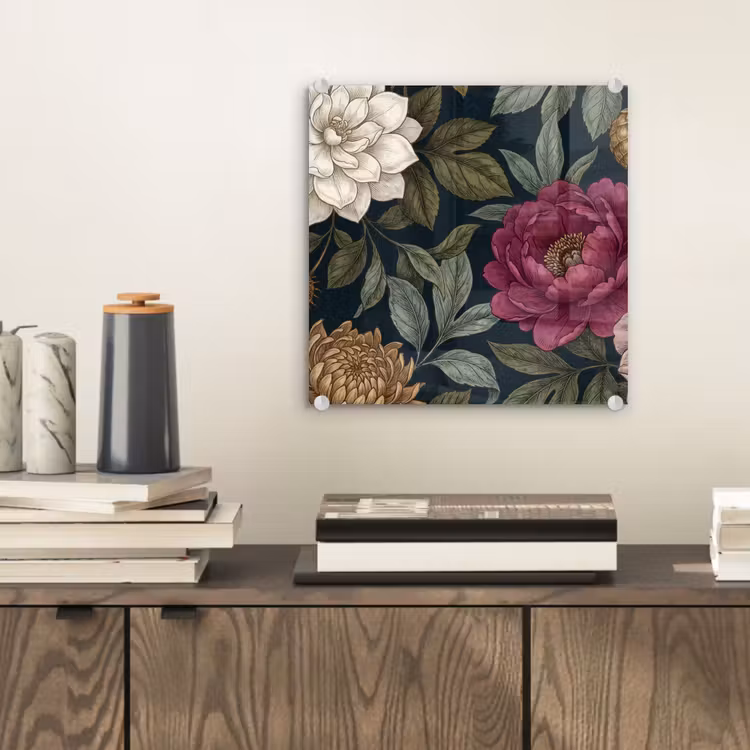 Bloemen - Botanisch - Illustratie - Donker - Vintage plexiglas 5mm klein -sfeer1