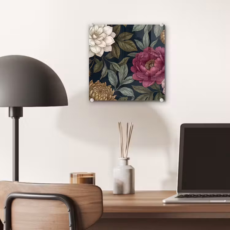 Bloemen - Botanisch - Illustratie - Donker - Vintage plexiglas 5mm klein -sfeer6