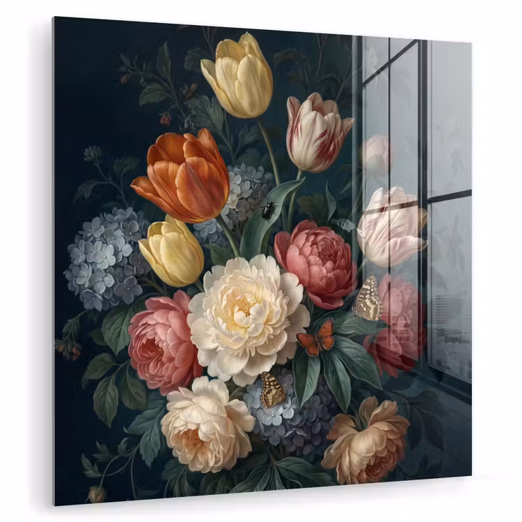 Bloemen - Boeket - Natuur - Klassiek - Donker plexiglas 5mm klein -zzzproduct_nieuw