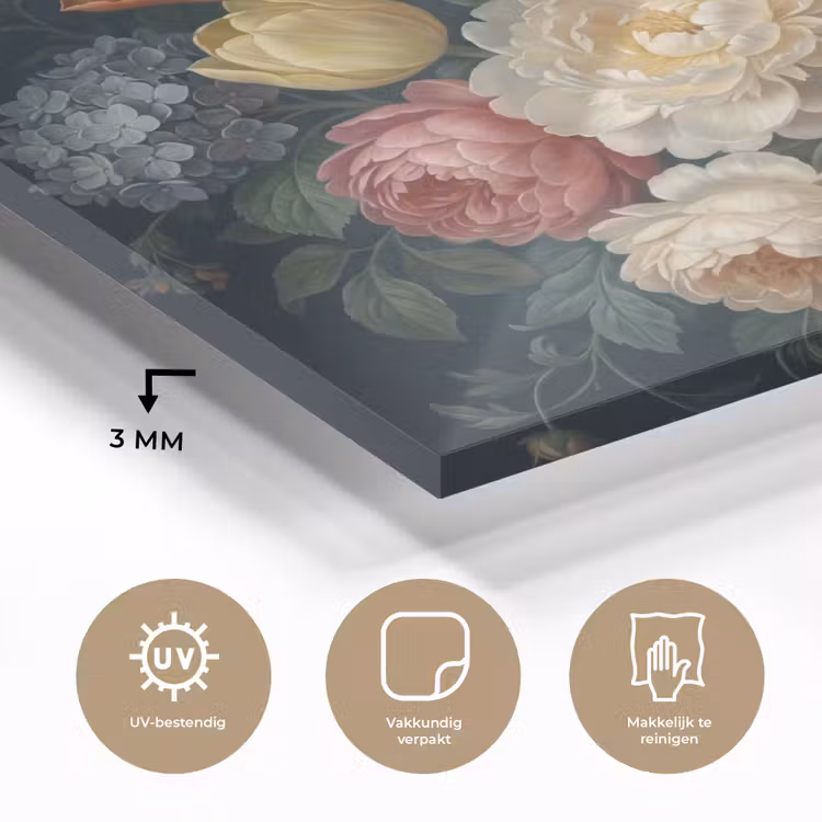 Bloemen - Boeket - Natuur - Klassiek - Donker plexiglas 5mm klein -sfeer2