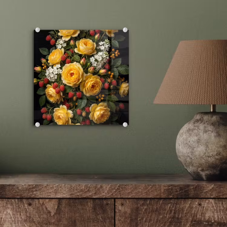 Bloemen - Boeket - Natuur - Klassiek - Geel plexiglas 5mm klein -sfeer3