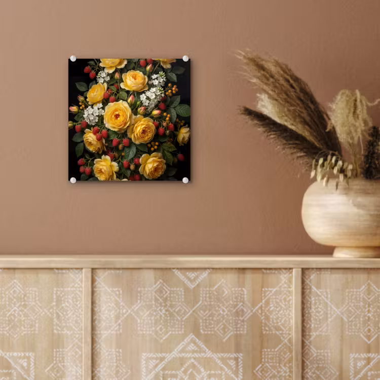 Bloemen - Boeket - Natuur - Klassiek - Geel plexiglas 5mm klein -sfeer5