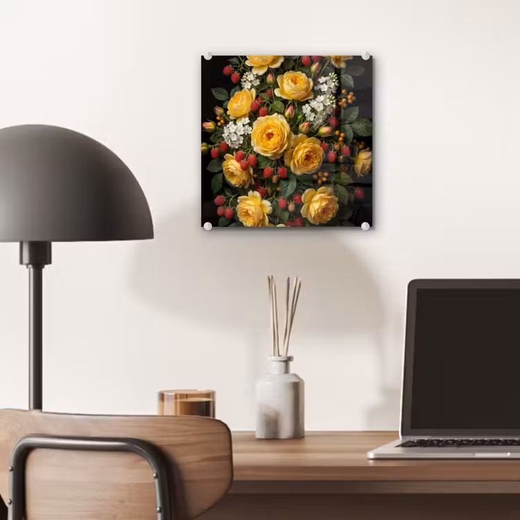 Bloemen - Boeket - Natuur - Klassiek - Geel plexiglas 5mm klein -sfeer6