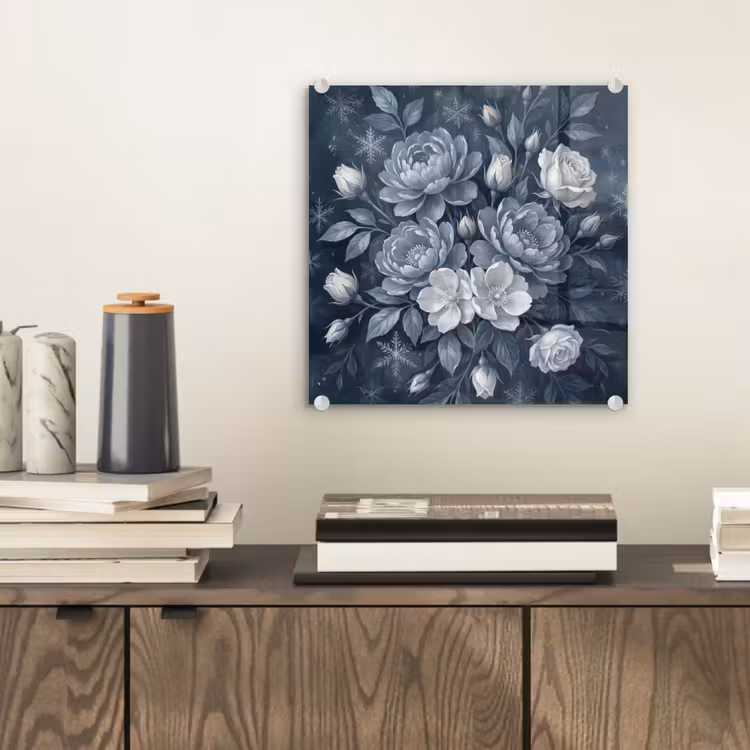 Bloemen - Boeket - Winter - Abstract - Blauw plexiglas 5mm klein -sfeer1