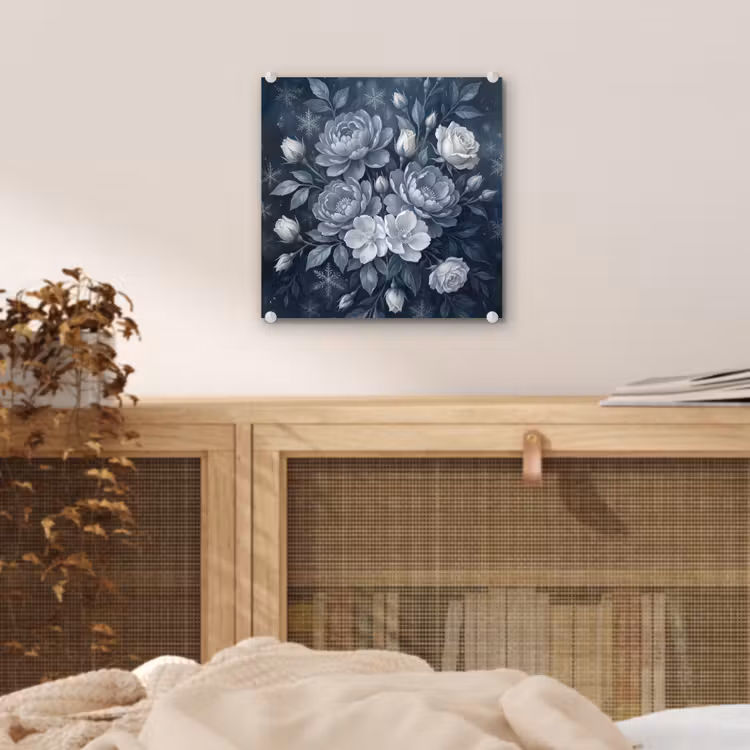 Bloemen - Boeket - Winter - Abstract - Blauw plexiglas 5mm klein -sfeer4