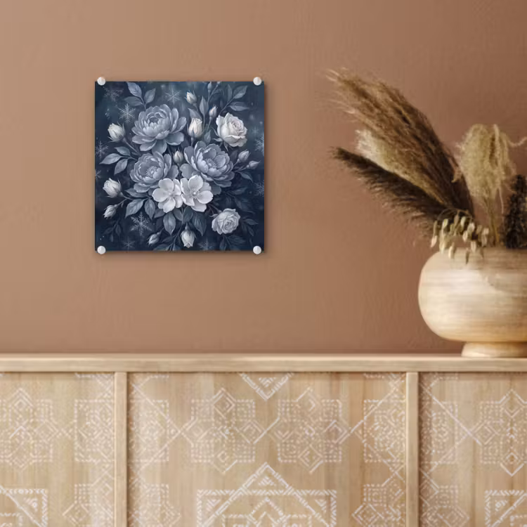 Bloemen - Boeket - Winter - Abstract - Blauw plexiglas 5mm klein -sfeer5
