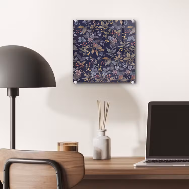 Bloemen - Bladeren - Patroon - Botanisch - Donkerblauw plexiglas 5mm klein -sfeer6