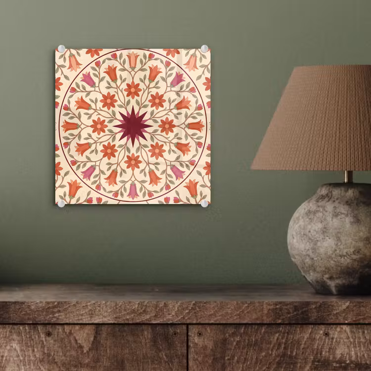 Bloemen - Mandala - Decoratief - Rood plexiglas 5mm klein -sfeer3