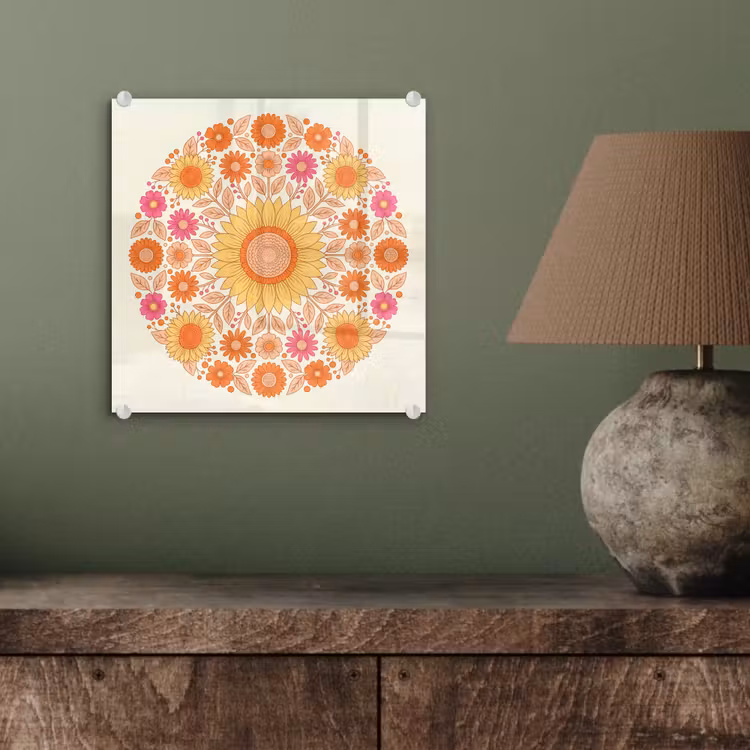 Bloemen - Mandala - Patroon - Kleurrijk plexiglas 5mm klein -sfeer3