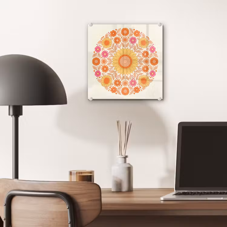 Bloemen - Mandala - Patroon - Kleurrijk plexiglas 5mm klein -sfeer6