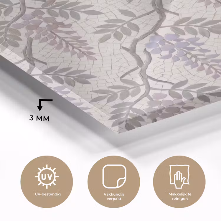 Bloemen - Mozaïek - Natuur - Patroon - Paars plexiglas 5mm klein -sfeer2