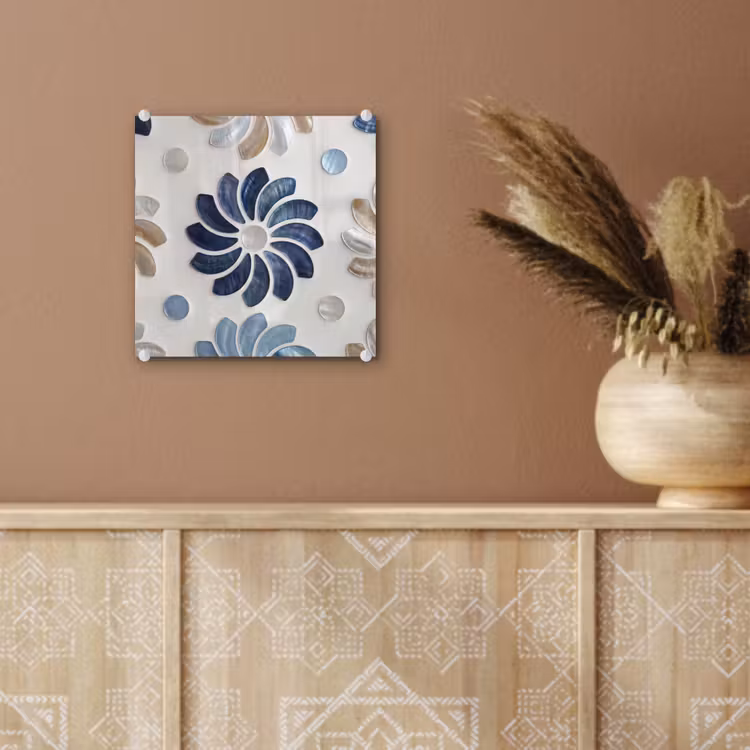 Bloemen - Parelmoer - Abstract - Patroon - Blauw plexiglas 5mm klein -sfeer5