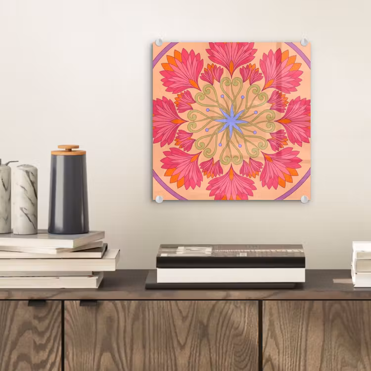 Bloemen - Patroon - Abstract - Roze - Decoratief plexiglas 5mm klein -sfeer1