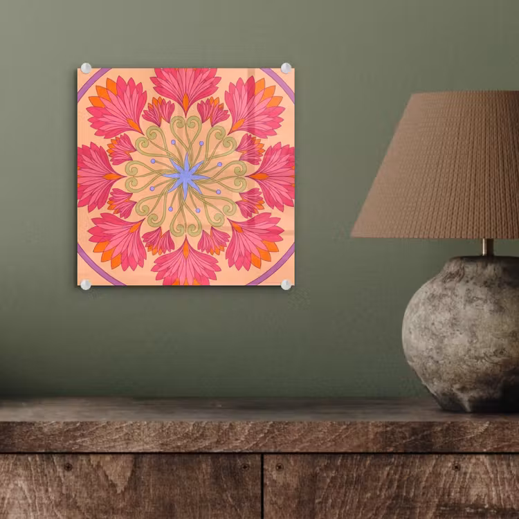 Bloemen - Patroon - Abstract - Roze - Decoratief plexiglas 5mm klein -sfeer3
