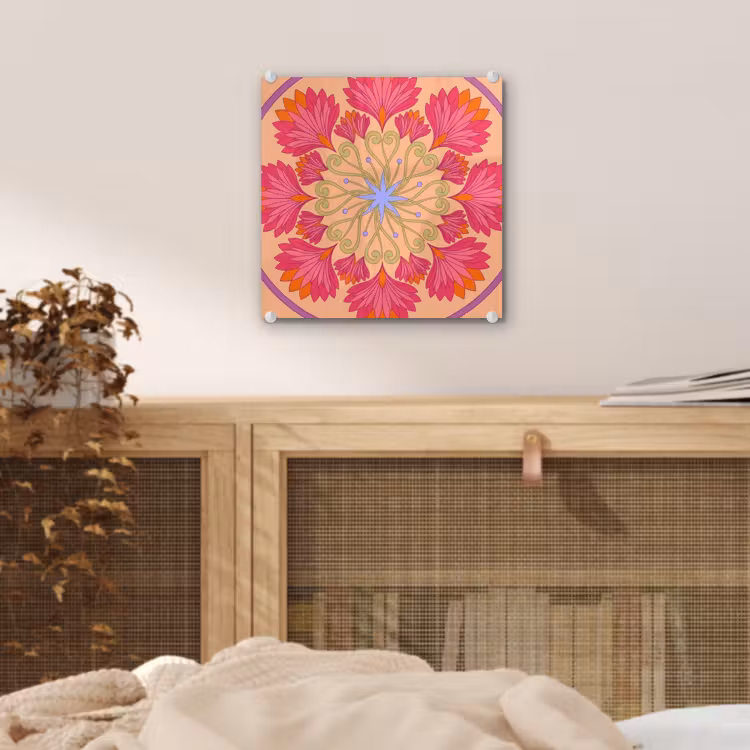 Bloemen - Patroon - Abstract - Roze - Decoratief plexiglas 5mm klein -sfeer4
