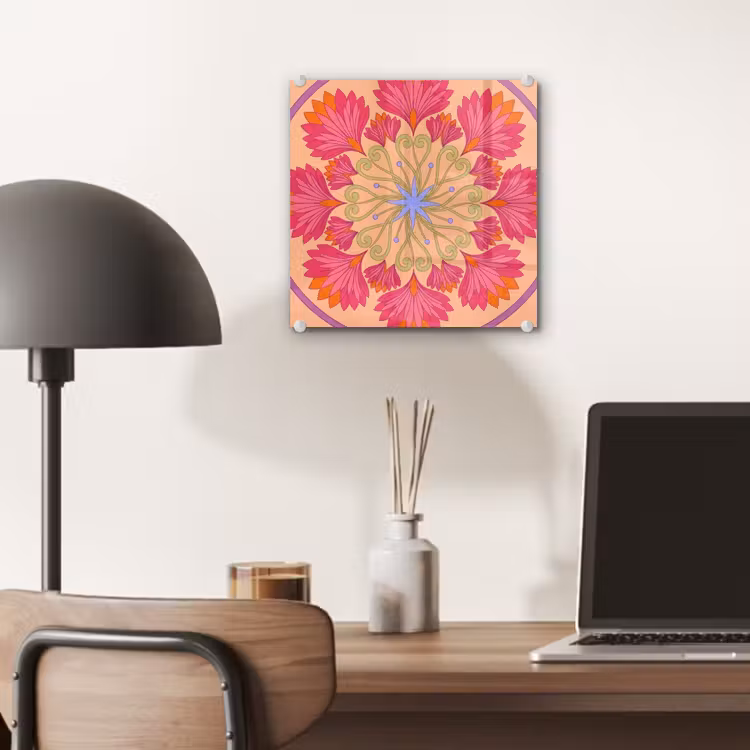 Bloemen - Patroon - Abstract - Roze - Decoratief plexiglas 5mm klein -sfeer6