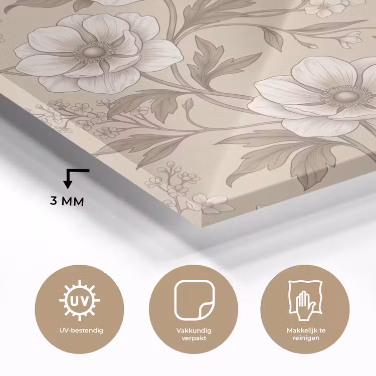 Bloemen - Patroon - Beige plexiglas 5mm klein -sfeer2
