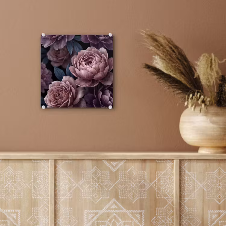 Bloemen - Patroon - Donker - Botanisch - Paars plexiglas 5mm klein -sfeer5
