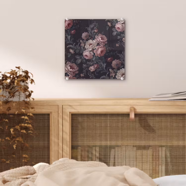 Bloemen - Patroon - Sierlijk - Roze - Donker plexiglas 5mm klein -sfeer4