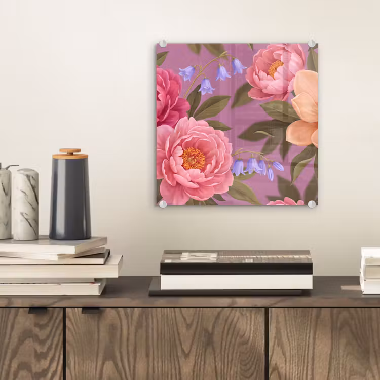 Bloemen - Patroon - Illustratie - Roze plexiglas 5mm klein -sfeer1