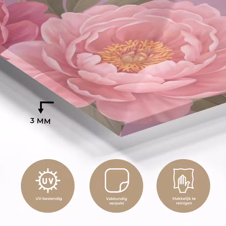 Bloemen - Patroon - Illustratie - Roze plexiglas 5mm klein -sfeer2