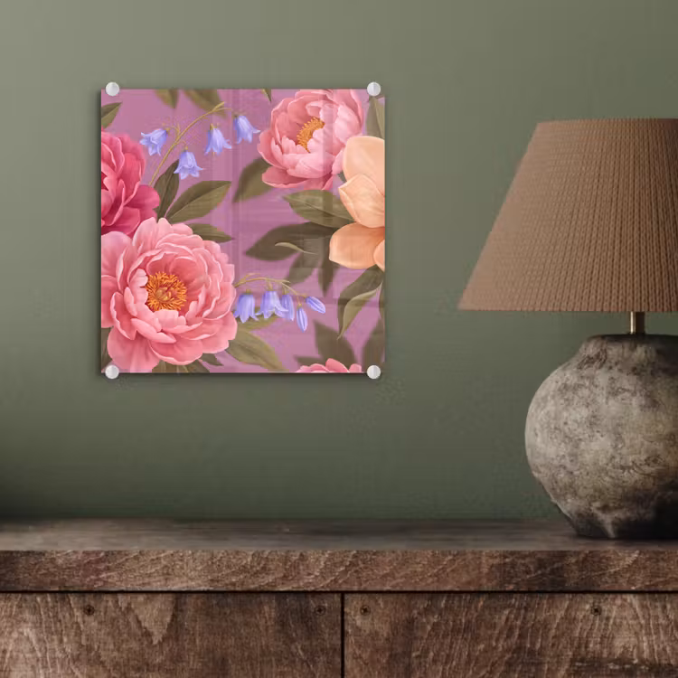 Bloemen - Patroon - Illustratie - Roze plexiglas 5mm klein -sfeer3