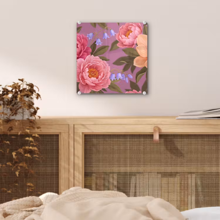 Bloemen - Patroon - Illustratie - Roze plexiglas 5mm klein -sfeer4