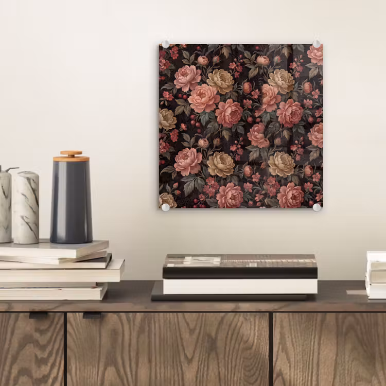 Bloemen - Patroon - Natuur - Vintage - Roze plexiglas 5mm klein -sfeer1