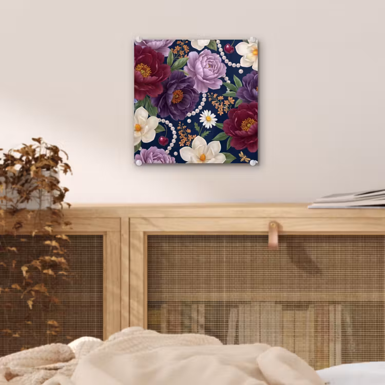 Bloemen - Parels - Decoratie - Modern - Blauw plexiglas 5mm klein -sfeer4