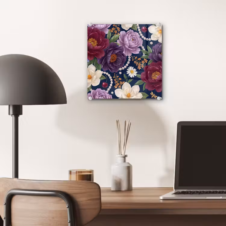 Bloemen - Parels - Decoratie - Modern - Blauw plexiglas 5mm klein -sfeer6