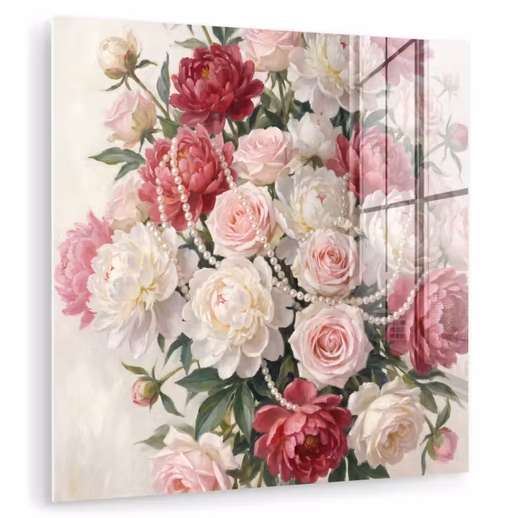 Bloemen - Parels - Romantiek - Klassiek - Roze plexiglas 5mm klein -zzzproduct_nieuw