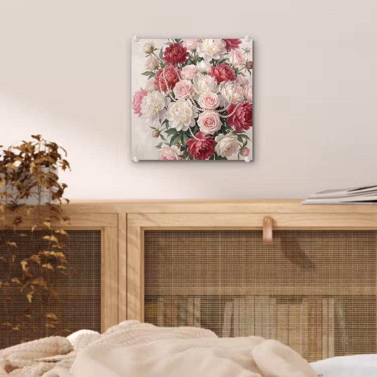 Bloemen - Parels - Romantiek - Klassiek - Roze plexiglas 5mm klein -sfeer4