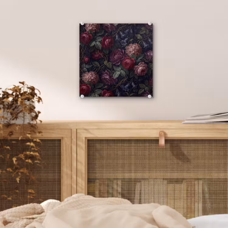 Bloemen - Rood - Klassiek - Donker - Patroon plexiglas 5mm klein -sfeer4