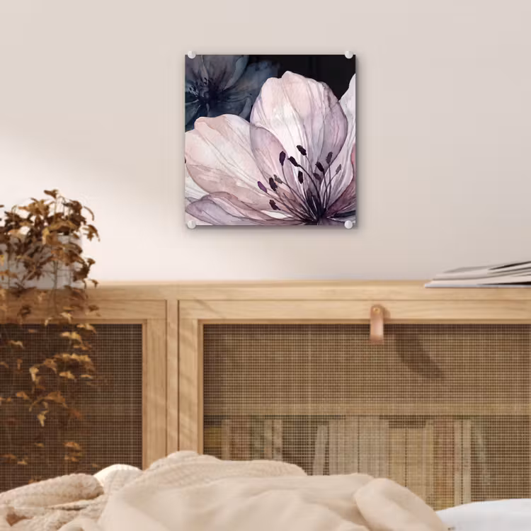 Bloemen - Aquarel - Modern - Roze - Donker plexiglas 5mm klein -sfeer4